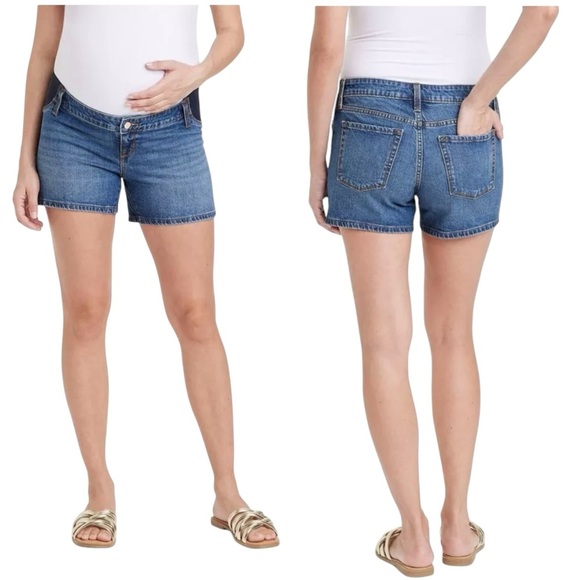 NEW Isabel Maternity by Ingrid & Isabel Under Belly Jeans Denim Shorts Size 4 - Picture 1 of 11